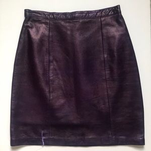 Vintage high-waist metallic leather pencil skirt